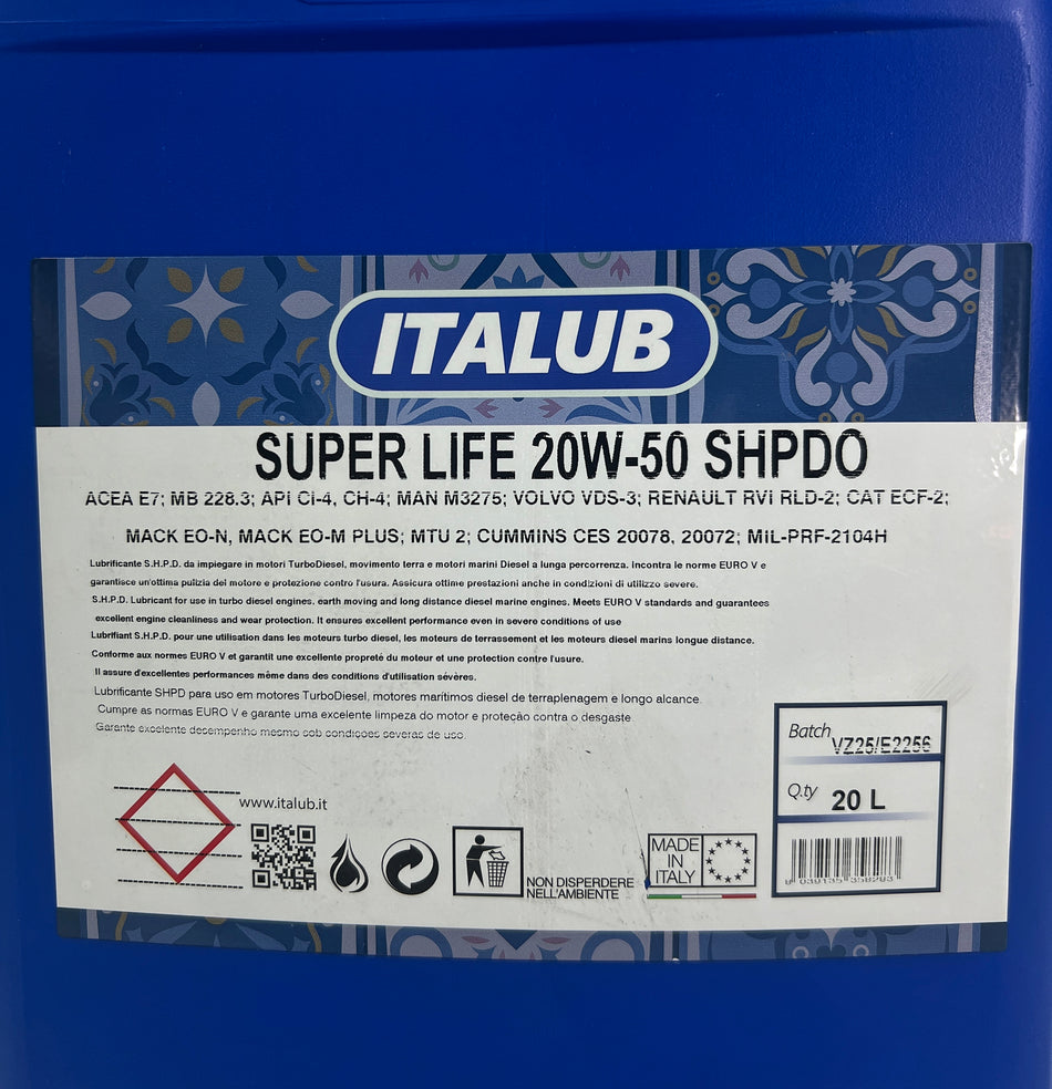 Lubrificante Italub Super Life 20W-50 SHPDO